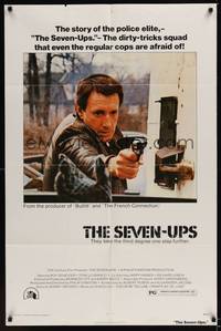 1r807 SEVEN-UPS 1sh '74 close up of elite policeman Roy Scheider pointing gun!