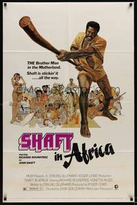 1r812 SHAFT IN AFRICA 1sh '73 art of Richard Roundtree stickin' it all the way in the Motherland!