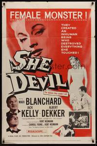 1r821 SHE DEVIL 1sh '57 sexy inhuman female monster who destroyed everything she touched!
