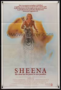 1r823 SHEENA 1sh '84 artwork of sexy Tanya Roberts with bow & arrows riding zebra in Africa!