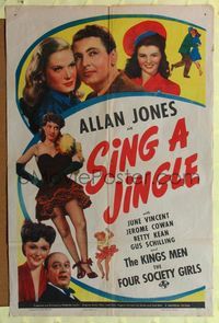 1r835 SING A JINGLE 1sh '43 Allan Jones, pretty June Vincent, Jerome Cowan!