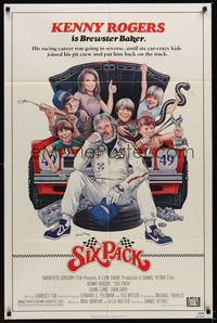 1r838 SIX PACK 1sh '82 great artwork of Kenny Rogers & his young car racing crew