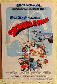 1r853 SNOWBALL EXPRESS 1sh '72 Walt Disney, Dean Jones, wacky winter fun art!