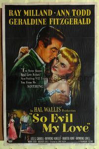 1r855 SO EVIL MY LOVE style A 1sh '48 great art of Ray Milland & back-stabbing Ann Todd!