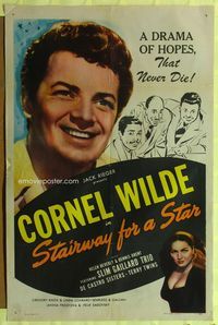 1r869 STAIRWAY FOR A STAR 1sh '47 sexy Helen Beverly, Cornel Wilde, art of the Slim Gaillard Trio!