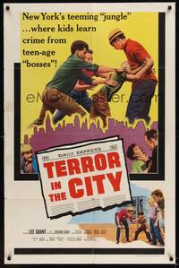1r903 TERROR IN THE CITY 1sh '65 Lee Grant, Richard Bray, kids learning crime from teen-age bosses!