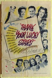 1r905 THANK YOUR LUCKY STARS 1sh '43 Errol Flynn, Humphrey Bogart, Bette Davis & more pictured!