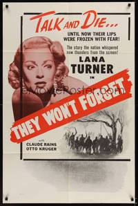 1r907 THEY WON'T FORGET 1sh R56 glamorous older Lana Turner in her first notable role!