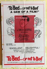 1r916 TO BED OR NOT TO BED 1sh '64 cool artwork of Alberto Sordi & women, Italian!