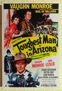 1r925 TOUGHEST MAN IN ARIZONA 1sh '52 artwork of Vaughn Monroe, Idol of Millions & Joan Leslie!