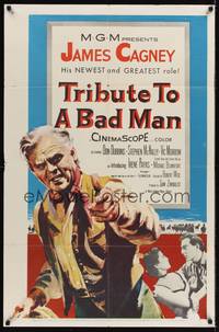 1r930 TRIBUTE TO A BAD MAN 1sh '56 great art of cowboy James Cagney, pretty Irene Papas!