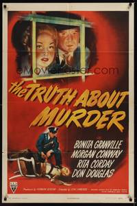 1r933 TRUTH ABOUT MURDER style A 1sh '46 District Attorney vs. his own wife in court, film noir!