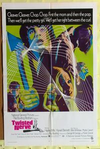 1r937 TWISTED NERVE 1sh '69 Hayley Mills, Roy Boulting English horror, cool psychedelic art!