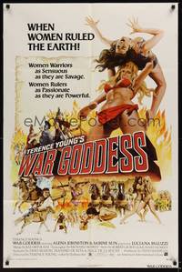1r960 WAR GODDESS 1sh '74 artwork of sexy half-dressed women warriors, The Amazons!