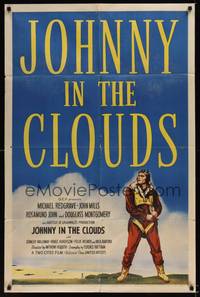 1r964 WAY TO THE STARS 1sh '46 cool artwork of pilot Michael Redgrave, WWII, Johnny in the Clouds!