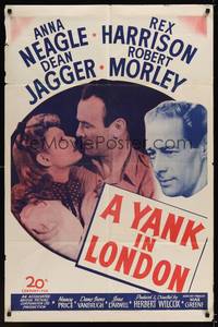 1r990 YANK IN LONDON 1sh '46 Anna Neagle, Rex Harrison & Dean Jagger, I Live in Grosvenor Square!