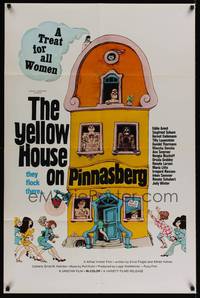 1r993 YELLOW HOUSE ON PINNASBERG int'l 1sh '70 Das gelb Haus am Pinnasberg, wild Hohmann artwork!