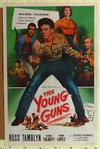 1r997 YOUNG GUNS 1sh '56 Russ Tamblyn, Gloria Talbott, wilder & tougher than most wanted badmen!