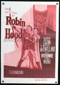 1s069 ADVENTURES OF ROBIN HOOD Indian R60s artwork of Errol Flynn & Olivia DeHavilland!
