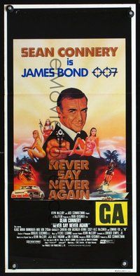 1s484 NEVER SAY NEVER AGAIN Aust daybill '83 art of Sean Connery as James Bond 007 by R. Dorero!