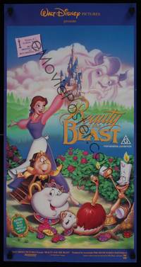 1s375 BEAUTY & THE BEAST Aust daybill '92 Walt Disney cartoon classic, cool art of cast!