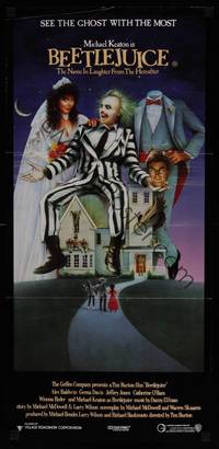 1s376 BEETLEJUICE Aust daybill '88 Tim Burton, art of Michael Keaton, Alec Baldwin & Geena Davis!