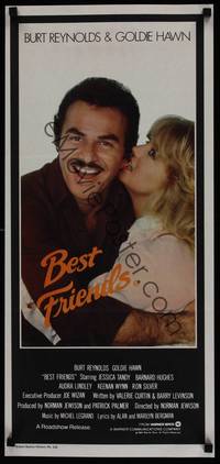 1s377 BEST FRIENDS Aust daybill '82 great close up of Goldie Hawn biting Burt Reynolds' ear!
