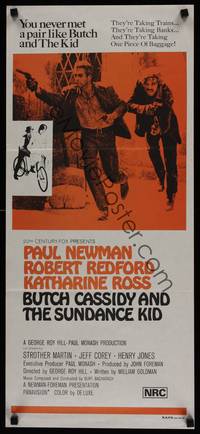 1s391 BUTCH CASSIDY & THE SUNDANCE KID Aust daybill R70s Paul Newman, Robert Redford!
