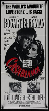 1s399 CASABLANCA Aust daybill R80s Humphrey Bogart, Ingrid Bergman, Michael Curtiz classic!