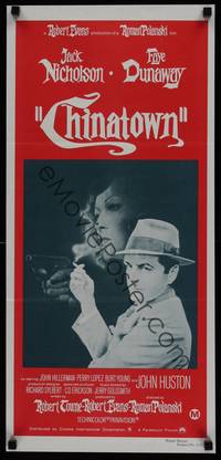 1s403 CHINATOWN Aust daybill R70s art of smoking Jack Nicholson & Faye Dunaway, Roman Polanski