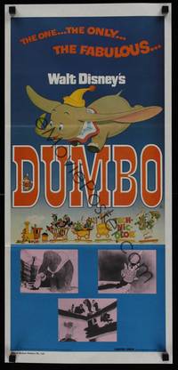 1s425 DUMBO Aust daybill R76 colorful art from Walt Disney circus elephant classic!
