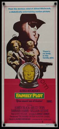 1s435 FAMILY PLOT Aust daybill '76 from the mind of devious Alfred Hitchcock, Karen Black, Dern!