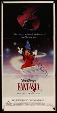 1s436 FANTASIA Aust daybill R82 great image of Mickey Mouse, Disney musical cartoon classic!