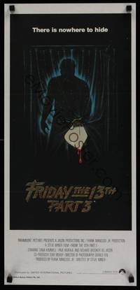 1s445 FRIDAY THE 13th PART 3 - 3D Aust daybill '82 sequel, art of Jason stabbing through shower!