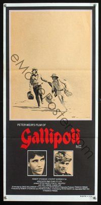 1s450 GALLIPOLI Aust daybill '81 Peter Weir, Mel Gibson & Mark Lee cross desert on foot!