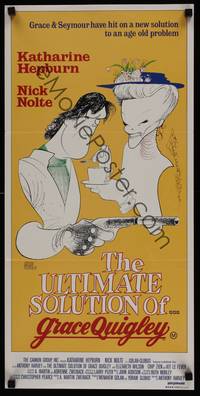 1s456 GRACE QUIGLEY Aust daybill '85 Al Hirschfeld artwork of Katherine Hepburn & Nick Nolte!