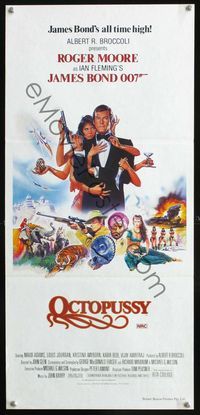 1s487 OCTOPUSSY Aust daybill '83 great art of Roger Moore as James Bond by Daniel Gouzee!