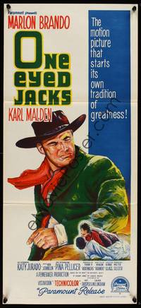 1s492 ONE EYED JACKS Aust daybill '61 artwork of star & director Marlon Brando!
