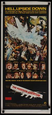 1s500 POSEIDON ADVENTURE Aust daybill '72 Gene Hackman & Stella Stevens escaping by Mort Kunstler!