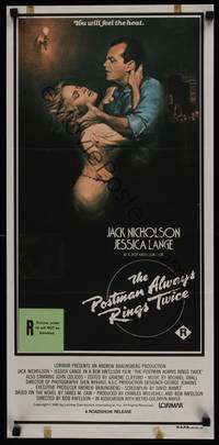 1s501 POSTMAN ALWAYS RINGS TWICE Aust daybill '81 art of Jack Nicholson & Jessica Lange by Casaro!