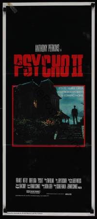 1s503 PSYCHO II Aust daybill '83 Anthony Perkins as Norman Bates, creepy image of classic house!
