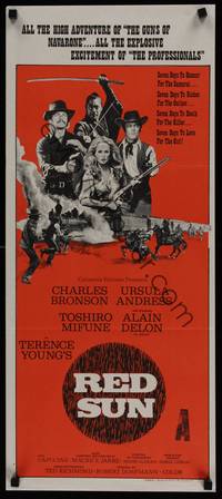 1s509 RED SUN Aust daybill '72 Charles Bronson, Toshiro Mifune, Ursula Andress, Alain Delon