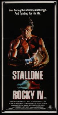 1s520 ROCKY IV Aust daybill '85 great image of heavyweight champ Sylvester Stallone!