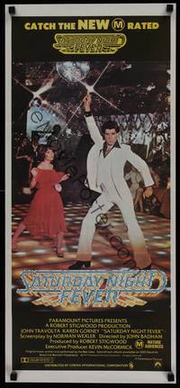 1s528 SATURDAY NIGHT FEVER Aust daybill '77 best image of disco dancer John Travolta & Gorney!