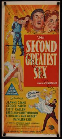 1s530 SECOND GREATEST SEX Aust daybill '55 Jeanne Crain & Mamie Van Doren singin' and dancin'!