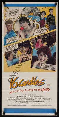 1s539 SIXTEEN CANDLES Aust daybill '84 Molly Ringwald, Anthony Michael Hall, John Hughes directed!