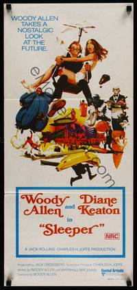 1s540 SLEEPER Aust daybill '74 Woody Allen, Diane Keaton, wacky sci-fi comedy art by McGinnis!