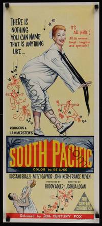 1s548 SOUTH PACIFIC Aust daybill '58 Rossano Brazzi, Mitzi Gaynor, Rodgers & Hammerstein musical!