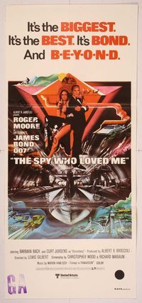 1s551 SPY WHO LOVED ME Aust daybill '77 Roger Moore as James Bond 007 by Bob Peak!