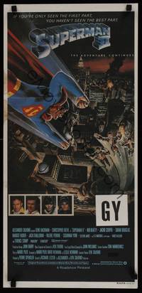 1s566 SUPERMAN II Aust daybill '81 Christopher Reeve, Terence Stamp, great artwork over NYC!